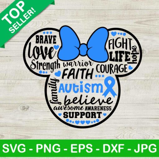 Minnie Mouse Blue Awareness Ribbon Svg