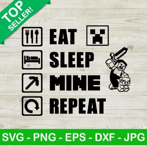 Eat sleep mine repeat SVG