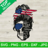 Messy Bun AMerican Flag Skull SVG