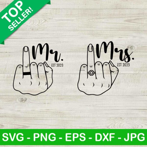 Mr And Mrs Wedding Finger SVG