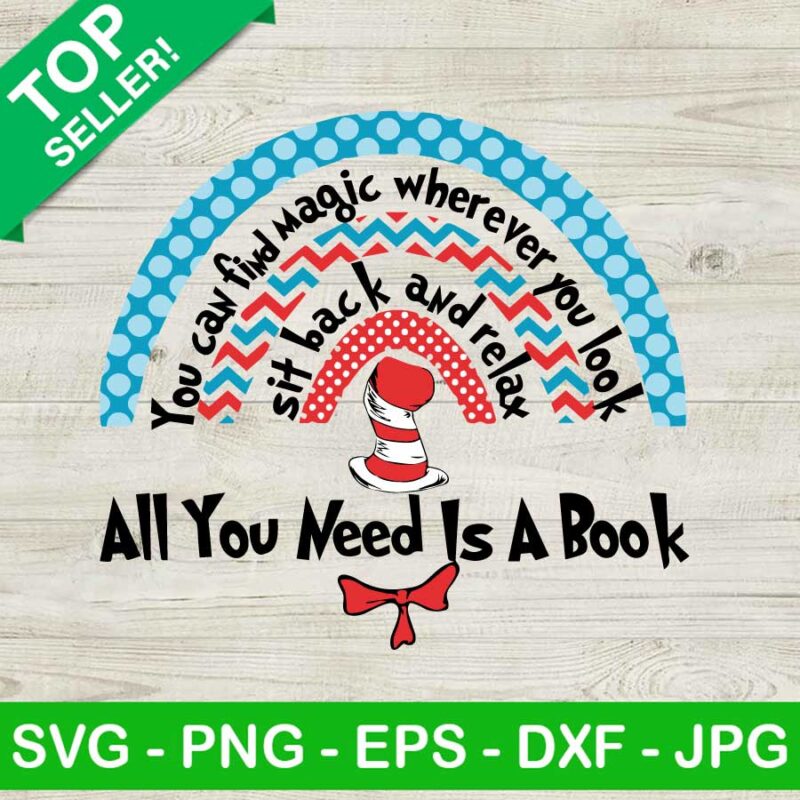 Dr Seuss Rainbow SVG, Dr Seuss Quotes SVG, All You Need Is A Book SVG, Dr Seuss Day SVG
