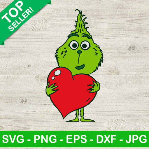 Baby Grinch Holding Heart SVG