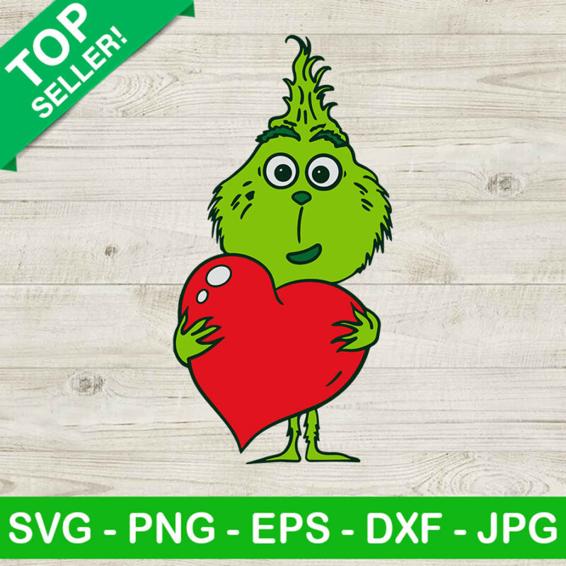Baby Grinch Holding Heart SVG, Grinch Valentine's Day SVG, Litlle