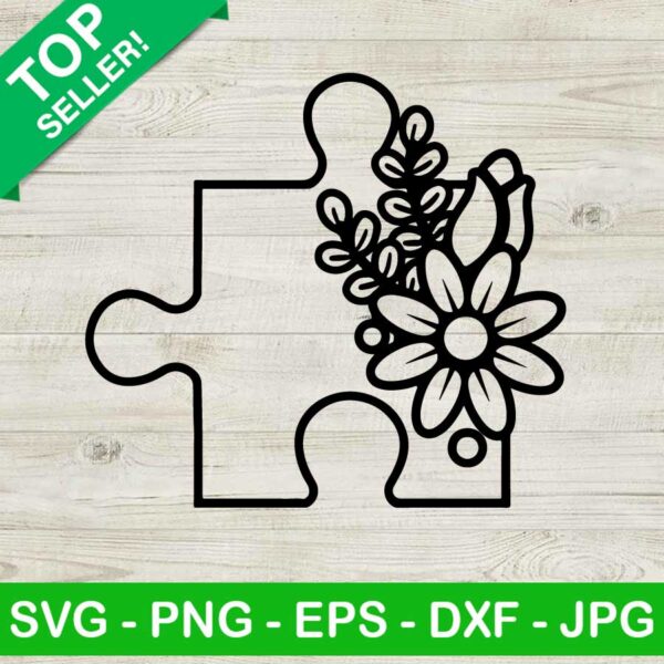 Floral Puzzle Piece SVG