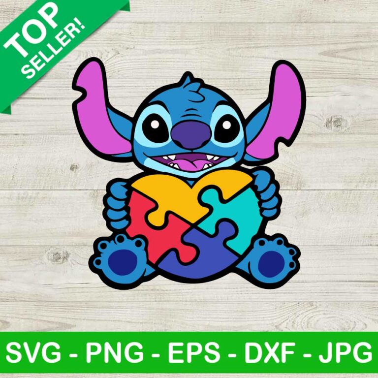 Stitch Holding Autism Heart SVG, Lilo And Stitch SVG, Autism Awareness ...