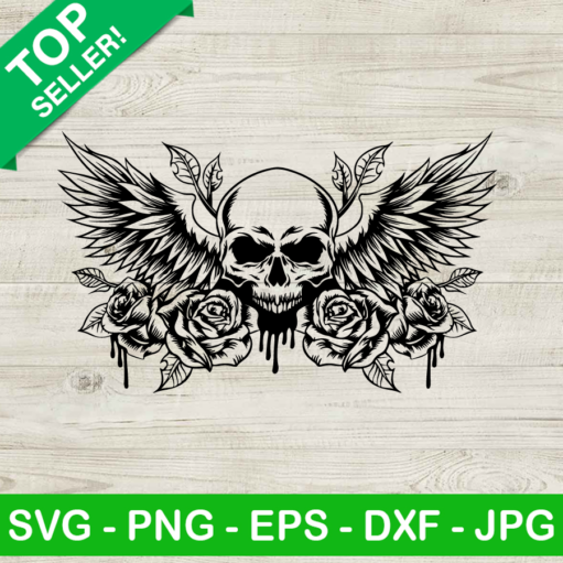 Skull With Wings Svg