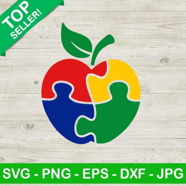Autism Awareness Apple SVG