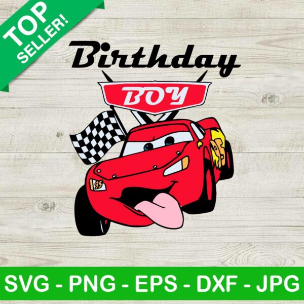 Lightning McQueen Car Birthday SVG, Birthday Boy SVG, Disney Lightning McQueen Car SVG, Disney Birthday SVG