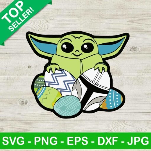 Baby Yoda Holding Easter Egg SVG