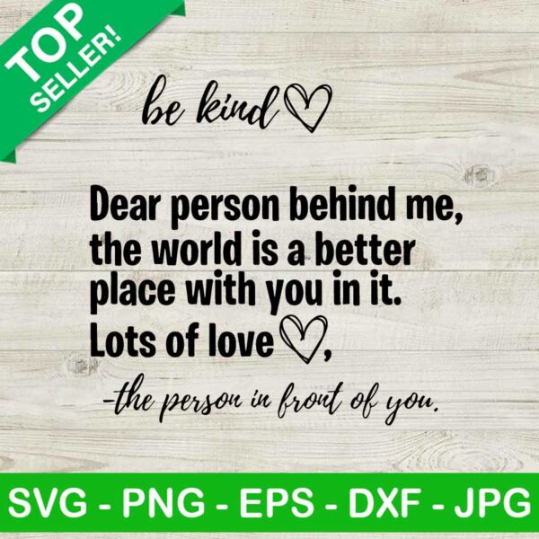 Dear person behind me SVG