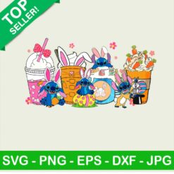 Stitch Happy Easter PNG, Lilo And Stitch Coffee Cup Sublimation transfer PNG, Easter Day Heat Transfer PNG