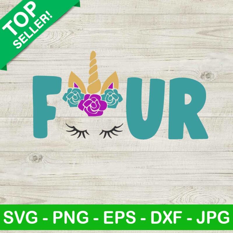 My 4th Birthday Unicorn SVG, Four Birthday SVG, Birthday Girl SVG, Unicorn Birthday SVG