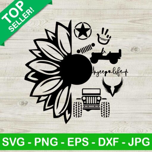 Sunflower Jeep SVG