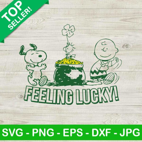 Snoopy St Patricks Day SVG, Feeling Lucky SVG, St Patricks Day SVG, Charlie Brown SVG