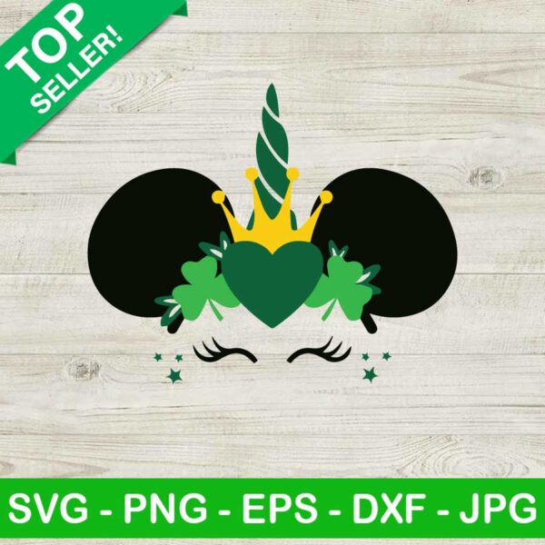 St Patricks Day Unicorn SVG, Mickey Unicorn SVG, Lucky Unicorn SVG, Disney Mouse SVG