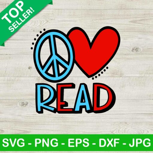 Peace Love Read Svg