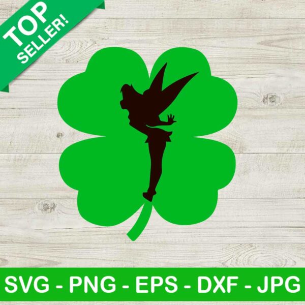 Tinkerbell Fairy Shamrock SVG, Fairy St Patricks Day SVG, Lucky SVG, Disney SVG