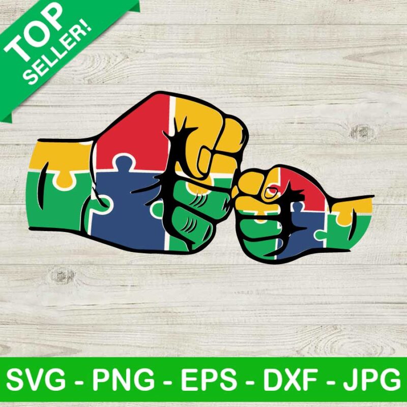 Autism fist bump SVG, Holding hand of daddy and son SVG, Autism