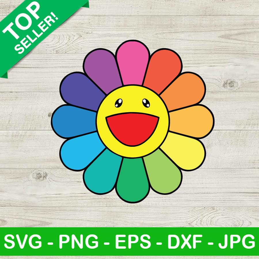 Smile flower SVG, Retro flower smiley face SVG, Smile daisy flower SVG