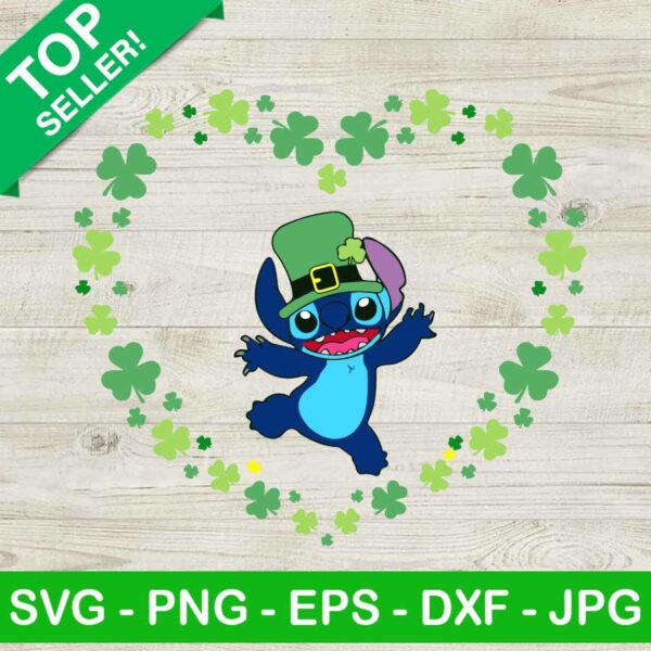 St Patricks Day Stitch SVG, Stitch With Heart SVG, Shamrock SVG, Lucky Lilo Stitch SVG