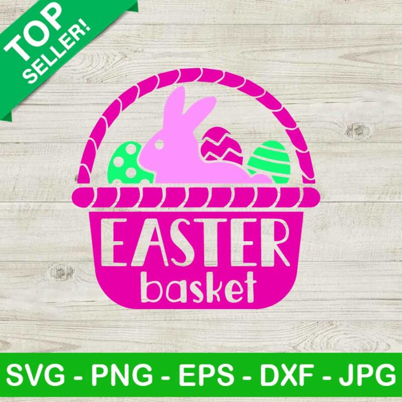 Easter basket with bunny and eggs SVG, Easter basket SVG, Happy easter SVG