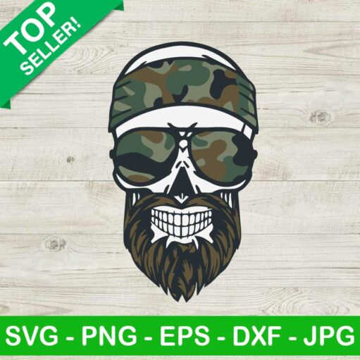 Army Dad Skull Beard Svg
