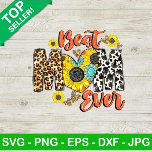 Best Mom Ever Leopard Floral Png