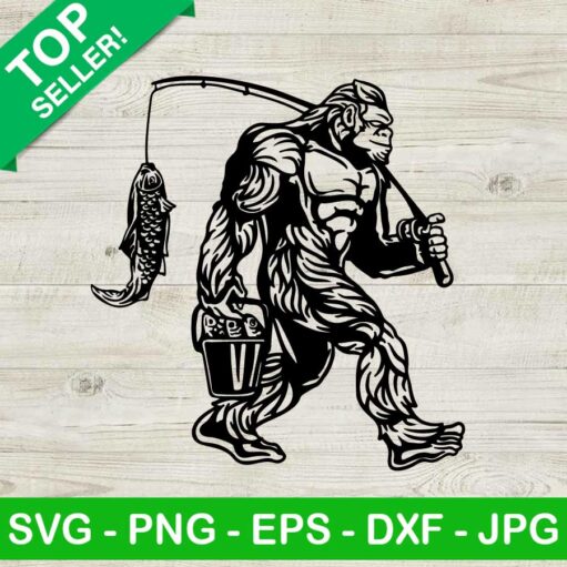 Bigfoot Fishing Svg