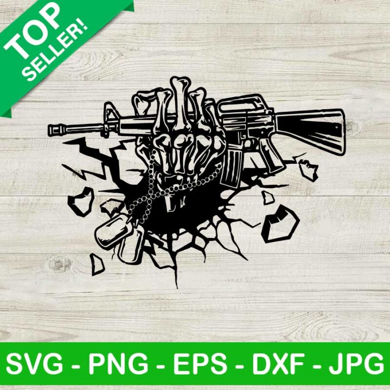 Gun skeleton hand SVG, Skull hand SVG, Skull hand gun SVG