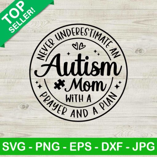 Never Underestimate An Autism Mom Svg