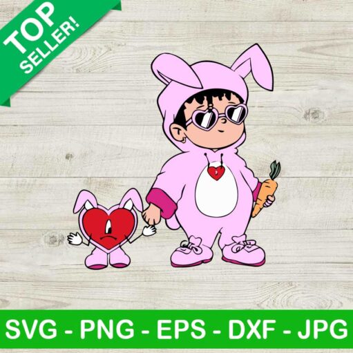 Benito And Sad Heart Easter Bunny SVG