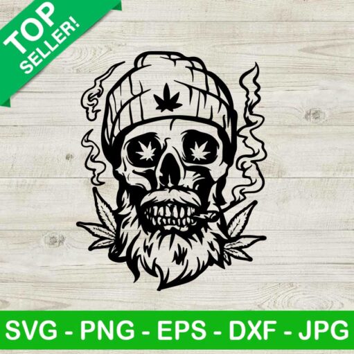 Bearded Skull Smoking Joint Svg