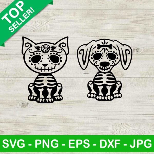 Sugar Skull Dog And Cat SVG