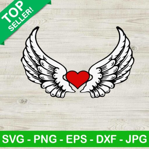 Red Heart With Angel Wings Svg