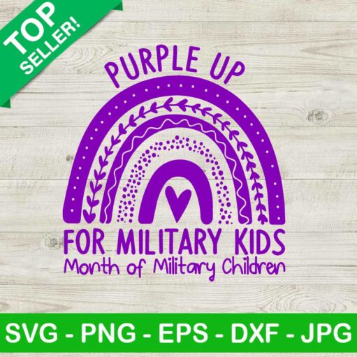 Rainbow Purple Up For Military Kids Svg