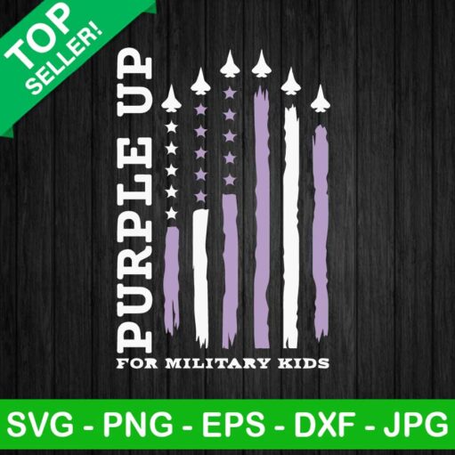Purple Up For Military Kids Flag Svg