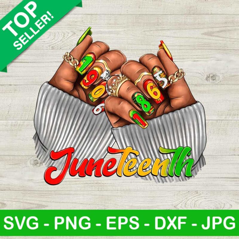 Black Woman Juneteenth 1865 Nails PNG