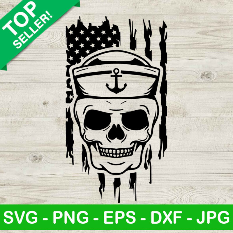 American Flag Sailor Skull SVG