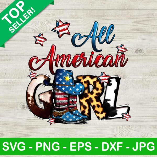 All American Girl Cowgirl Boot PNG, Independence Day Sublimation transfer PNG, American Girl Heat Transfer PNG