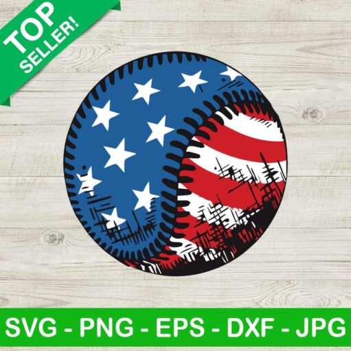 Hand draw baseball US flag SVG