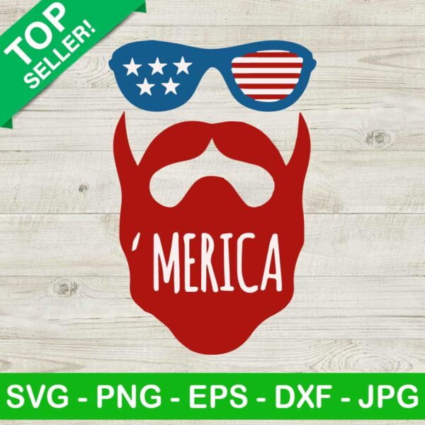 Merica beard sunglasses SVG