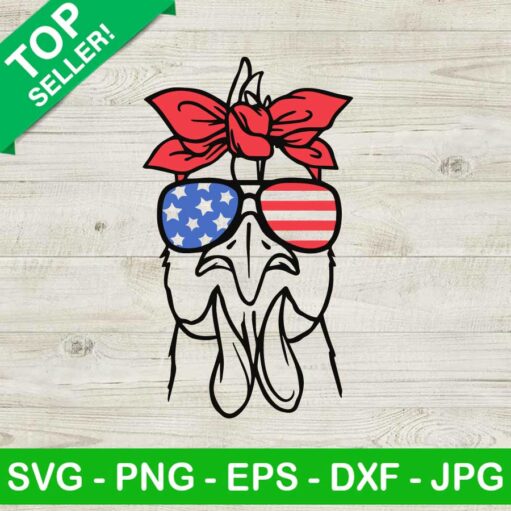July 4th American Flag Chicken Sunglass SVG
