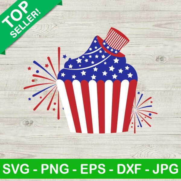 Fireworks American flag cupcake SVG