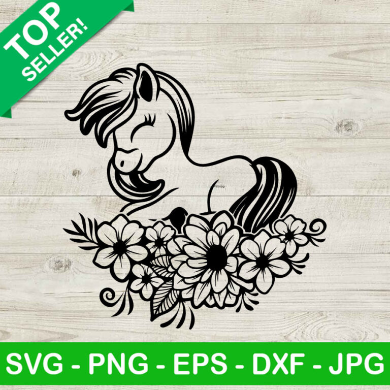 Floral Baby Horse SVG, Cute Horse SVG, Farm SVG, Horse Girl SVG