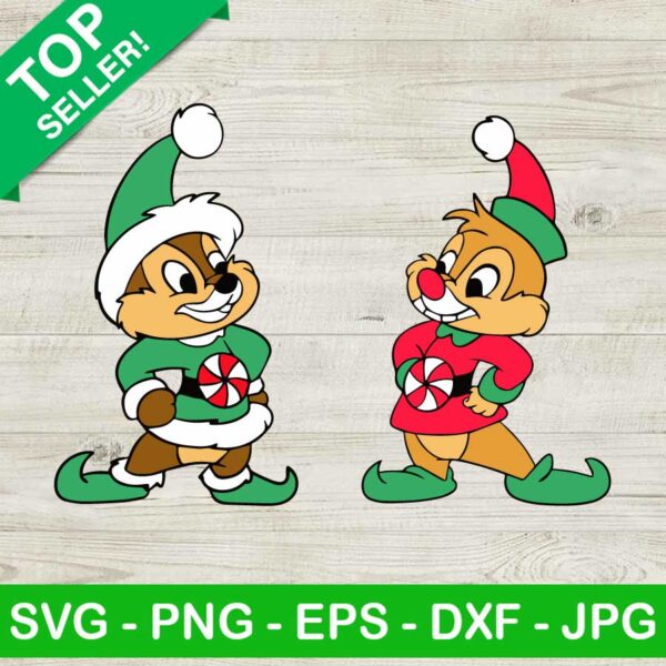Christmas Elf Chip And Dale SVG