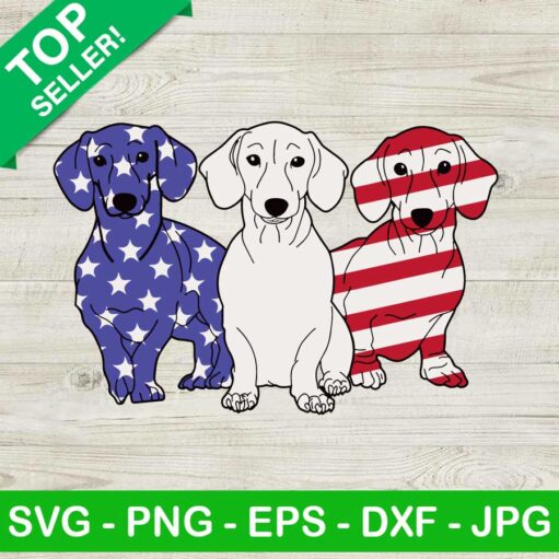 Dachshund with American flag SVG