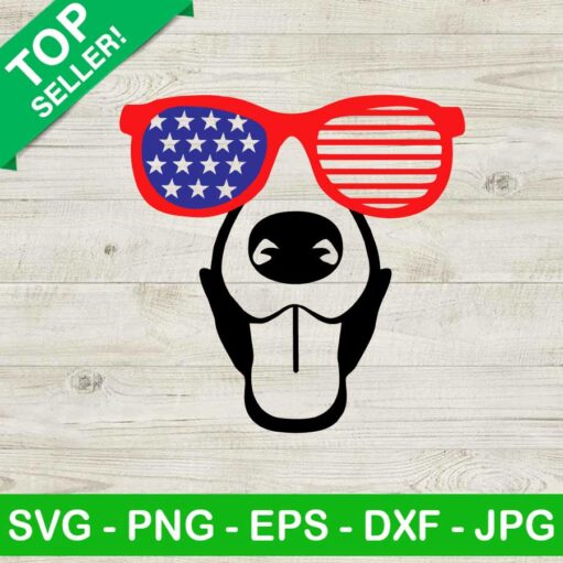 Dog With Sunglasses US Flag SVG