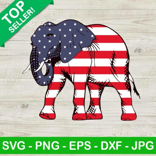 Elephant American Flag SVG