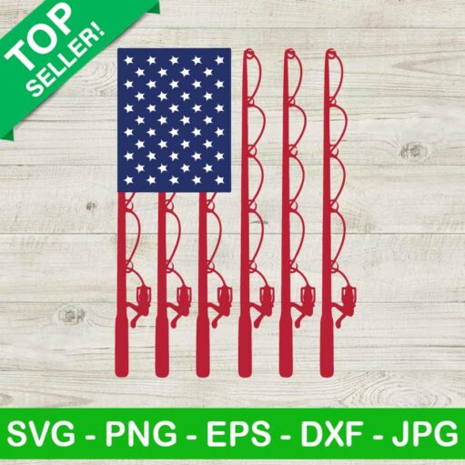 Fishing Rod American Flag Svg