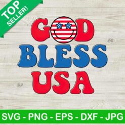 God Bless USA Smiley PNG, 4th Of July Sublimation transfer PNG, Smiley Face Heat Transfer PNG